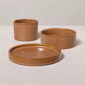 Hearth & Hand Magnolia 3pc Decorative Stoneware Crock/Bowl/Tray Pumpkin Brown
